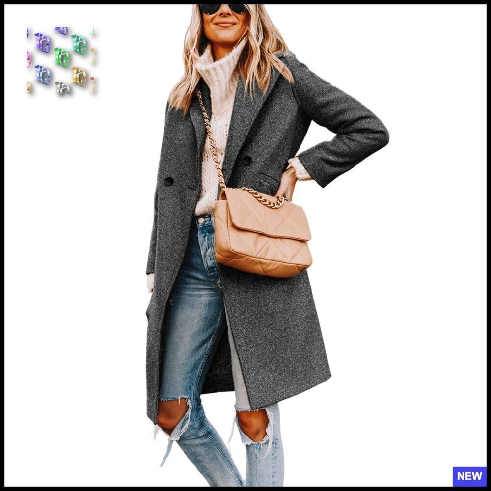 Classic Wool Blend Peacoat Notch Lapel Slim Fit Elegant Winter Coat